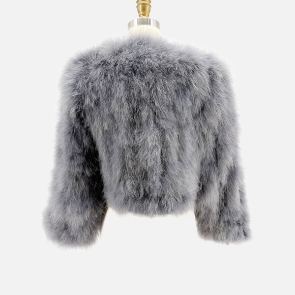 BCBGMaxazria MARGARET gray Ostrich fur jacket M - Picture 4 of 13